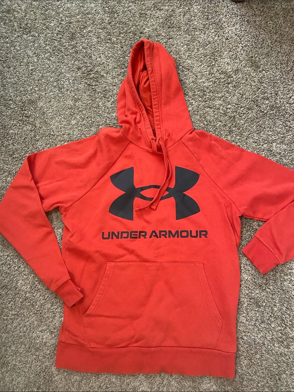 Under Armour Red-Orange Hoodie with Black Logo